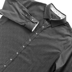 Robert Graham Shirt Men's 2XL Black Textured Long Sleeve Button Up Minimalist